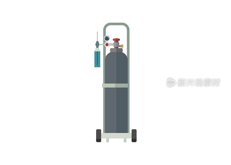 oxygen tube and its trolley, simple flat illustration